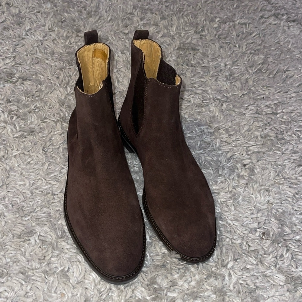 Polo Ralph Lauren Brown Calf Suede Chelsea Ankle Boots Made In Italy Sz 9.5D Men - Picture 7 of 14